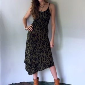 UO Silence + Noise Green Leopard Dress